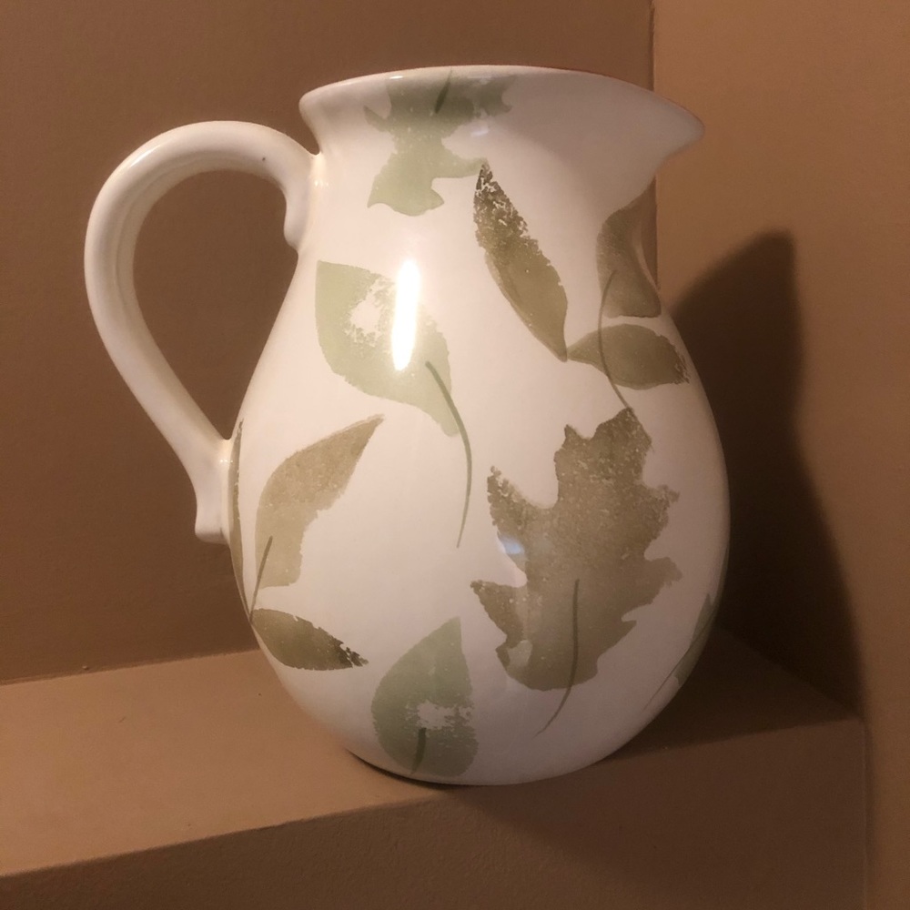 Val Do Sol Portuguese Ceramic Leaf-Pattern Pitcher